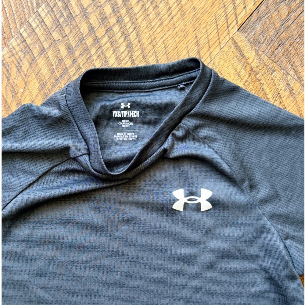 Under Armour Youth XS Lot of 2 Performance Tech T-Shirts Blue Grey Athletic Tees - Picture 7 of 7